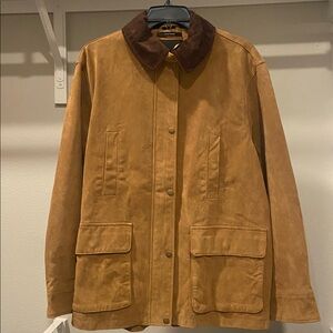 Zara Tan Suede Jacket with Dark Accents